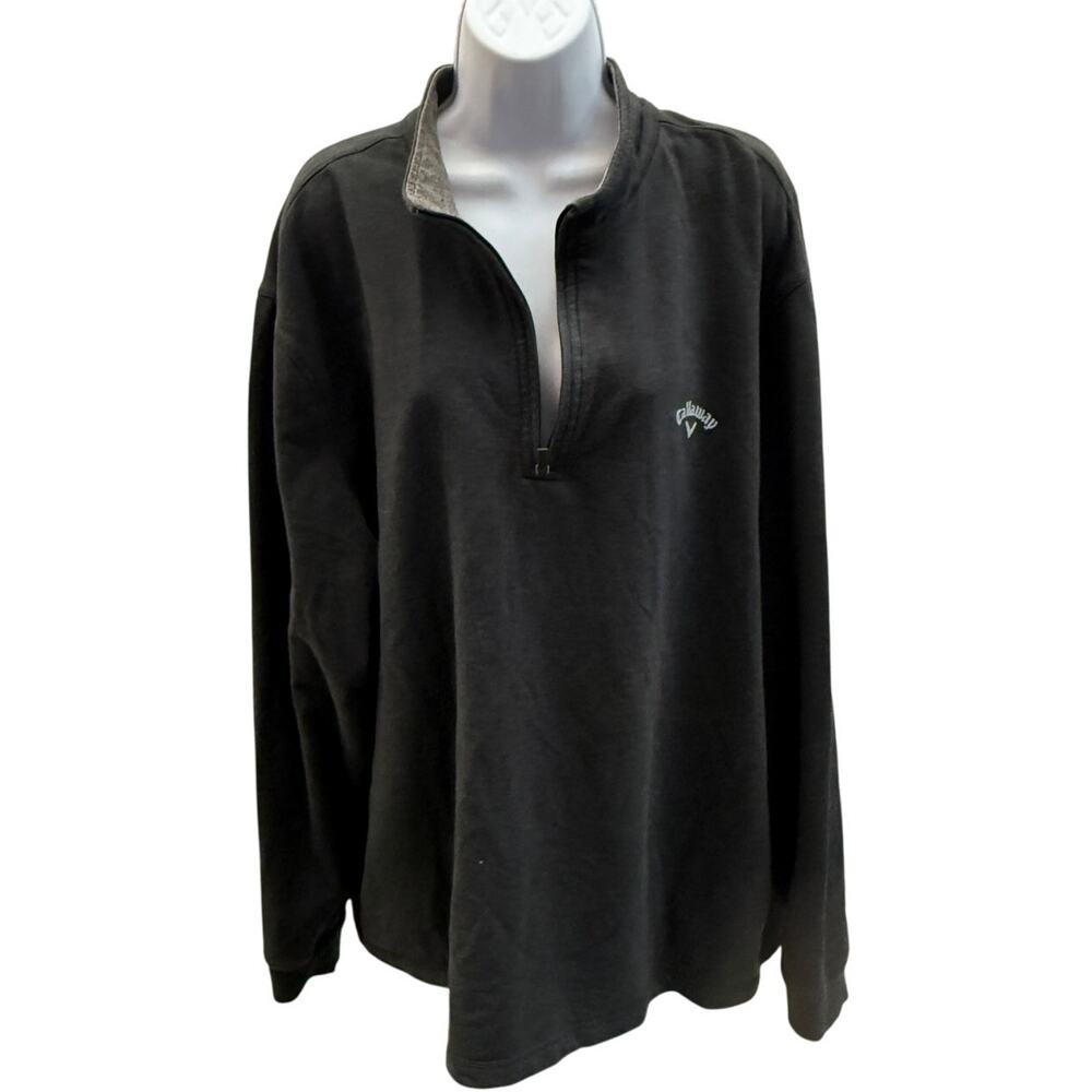 Callaway Mens XXL Gray Zip mock neck pullover Sweatshirt Fleece